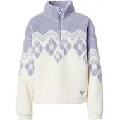 Roxy - Fleece Pullover mit Kragen mit Reißverschluss - Mountain Story Bone White für Damen - Größe L - Violett