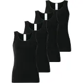 Schiesser Damen Tops, 4er Pack - 4Pack Trägertops, Unterhemd, Stretch Cotton, uni