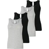 Schiesser Damen Tops, 4er Pack - 4Pack Trägertops, Unterhemd, Stretch Cotton, uni