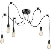 ISOLED Hängeleuchte Spider 1 Metall schwarz, 5 Kabel 2m, exkl. 5xE27 Leuchtmittel
