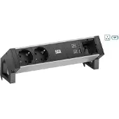 Bachmann DESK2 ALU BLACK 2xUK 1xUSBC 30W 0,2m GST18
