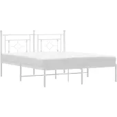 vidaXL Bettgestell mit Kopfteil Metall Weiß 160x200 cm