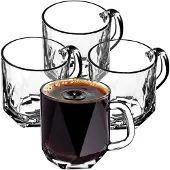 Kadax 4x Gläser 300ml für Kaffee Tee Getränke Glas mit Henkel Set