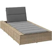 vidaXL Sonnenliege mit schwebender Auflage Beige Poly Rattan