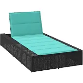 vidaXL Sonnenliege mit schwebender Auflage Schwarz Poly Rattan