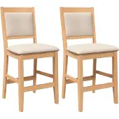 vidaXL Barhocker mit Kissen 2 Stk. Natur Massivholz Gummibaum