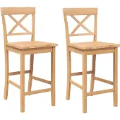vidaXL Barhocker 2 Stk. Natur Massivholz Gummibaum