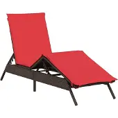 vidaXL Sonnenliege mit Kissen Braun Poly Rattan