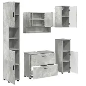 vidaXL Badezimmermöbel-Set 5 pcs Beton Grau Sperrholz und Metall