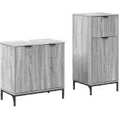 vidaXL Badezimmermöbel-Set 2 pcs Graues Sonoma Sperrholz und Metall