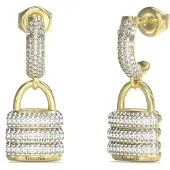 GUESS JUBE05407JWYGT/U Damen-Ohrringe Ohrhänger Pave Padlock Goldfarben