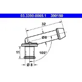 Ate Schlauchstutzen 03.3390-0065.1 8,0mm 32,0mm 11,0mm