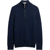 Superdry für Herren. M6110648A Jersey-Baumwollklassiker Henley marineblau (M), Lässig, Baumwolle, Langarm
