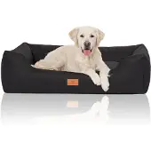 Knuffelwuff Hundebett Lotte aus Velours mit feinem Handwebcharakter XL 105 x 75cm Schwarz