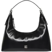 Calvin Klein Emblem Hardware Leather Shoulder Bag Black Größe: OS | Umhängetaschen Outlet | Damen | Schwarz