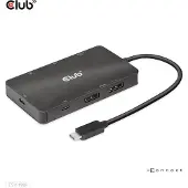 Club 3D CLUB3D USB Gen2 Type-C to Dual DisplayPort 4k60Hz 7-in-1 HUB, USB 3.2 Gen 2 (3.1 Gen 2) Type-C, 100 W, 1.4/2.2, 10,100,1000 Mbit/s, Schwarz, 4K Ultra HD