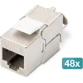 Digitus CAT 6A Keystone Modul, geschirmt, werkzeugfreier Montageanschluss - 48 Stk., Flach, Silber, RJ-45, LSA, Buchse, 10GBase-T