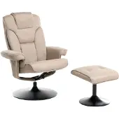 Beliani Relaxsessel mit Fußhocker Taupe Stoff Drehbar Manuell Verstellbar Liegefunktion Modern Retro Fernsehsessel