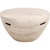 Beliani Couchtisch Beige Travertinoptik Steinoptik Rund Modernes Design Indoor Outdoor Wohnzimmer Couchtisch Kaffeetisch Loungetisch