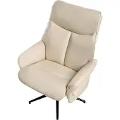 Beliani Relaxsessel mit Fußhocker Hellbeige Stoff Drehbar Manuell Verstellbar Liegefunktion Modern Retro Fernsehsessel