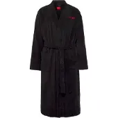 HUGO Bademantel "Terry Gown" Gr. L, schwarz, L (52), Baumwolle, Hausmäntel, Bademantel, mit Bindegürtel