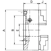 Format Dreibacken-Drehfutter DIN6350 Guss 315/103mm, Material:Guss, Durchmesser:55 mm, Typ:nv, DIN:DIN 6350, Backenanzahl:Dreibacken, Größe A:200 mm, Kurzkegelgröße:nv, Kurzkegel:nv