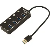 Gembird UHB-U3P4P-01, USB 3.2 Gen 1 (3.1 Gen 1) Type-A, USB 3.2 Gen 1 (3.1 Gen 1) Type-A, 5000 Mbit/s, Schwarz, 0,24 m, 5 V