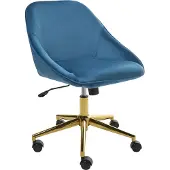 Beliani Bürostuhl Marineblau Samtbezug Bremsbare Rollen Gasdruckfeder Höhenverstellbar Drehbar Ohne Armlehnen Modern Drehstuhl Arbeitshocker