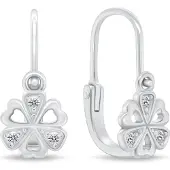 Brilio Silver - Sparkling Silver Flower Earrings for Girls EA189W