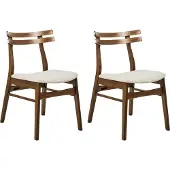 Beliani Esszimmerstuhl 2er Set Braun u. Beige Holz mit Polstersitz Rückenlehne ohne Armlehnen Retro-Design Polsterstuhl Küchenstuhl Holzstuhl