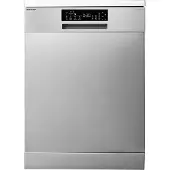 Sharp QW-NA25GF44BS-DE Freistehender Geschirrspüler mit Besteckschublade (60cm), (14 Gedecke, EEK B), (8 Programme, AquaStop), Silber
