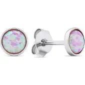 Brilio Silver Silver stud earrings with pink synthetic opals EA579WP
