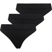 ONLY T-String "ONLVICKY RIB S-LESS THONG 3-PK NOOS", Damen, Gr. L, 3 Stk., schwarz (schwarz pack:x 3), Jersey, Obermaterial: 94% Polyamid, 6% Elasthan, unifarben, Unterhosen T-String