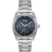 HUGO Multifunktionsuhr "BRIGHT SPORT", silberfarben, blau, Armbanduhren, Herren, silberfarben, Multifunktionsuhr, Quarzuhr, Armbanduhr, Herrenuhr, Edelstahlarmband, analog