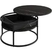 Vicco Couchtisch Marlo Schwarz/Marmor-Weiß 77 x 77 cm, Model 55941