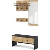 Vicco Garderobe Selena Anthrazit/Artisan 90 x 40 cm 4 Teile, Model 57314