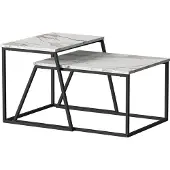 Vicco Couchtisch-Set Myra Schwarz/Marmor-Weiß 60 x 50 cm 2 Teile, Model 56366