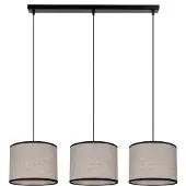 Licht-Erlebnisse Hängeleuchte Metall Stoff E27 H: max. 85 cm Schwarz Beige 3-flammig länglich Modern