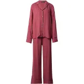 Triumph Pyjama Amourette Jacquard 10225073 Dunkelrot Relaxed Fit 46