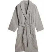 Gant Unisex Bademantel - JACQUARD HERRINGBONE ROBE, Schalkragen, Fischgrätmuster Grau 2XL