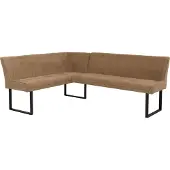 Mendler Eckbank MCW-O82, Esszimmerbank Bank, (310g/m²) Chenille Stoff/Textil Metall 159x210cm hellbraun