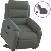 vidaXL Relaxsessel mit Aufstehhilfe Elektrisch Dunkelgrau Stoff