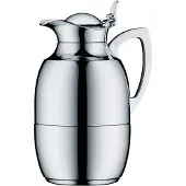 Alfi Isolierkanne "JUWEL, mit Hartglaseinsatz", 1,00 l, (1 St.), 12h heiß & 24 kalt, locker aufliegendes Scharnier-Deckelsystem