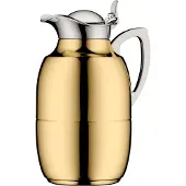 Alfi Isolierkanne "JUWEL, mit Hartglaseinsatz", 1,00 l, (1 St.), 12h heiß & 24 kalt, locker aufliegendes Scharnier-Deckelsystem