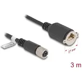 DeLOCK M12 Kabel X-kodiert 8 Pin Buchse zu RJ45 Buchse zum Einbau Cat.6A S/FTP 3 m schwarz, 3 m, Cat5e, F/UTP (FTP), M12, RJ-45, Schwarz