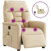 vidaXL Massagesessel Elektrisch Creme Mikrofasergewebe