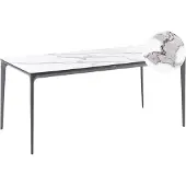 Beliani Gartentisch Weiß u. Dunkelgrau HPL-Platte Marmor Optik Rechteckig 180x90 cm mit Metallgestell Aluminium Modern Outdoor Esstisch für 6 Personen