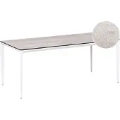 Beliani Gartentisch Hellgrau u. Weiß HPL-Platte Holzoptik Rechteckig 180x90 cm mit Metallgestell Aluminium Modern Outdoor Esstisch für 6 Personen