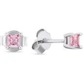 Brilio Silver Silver stud earrings with light pink zircons EA592WP