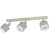 Eglo Deckenstrahler Bellizzi, Deckenlampe 3-fach, Deckenleuchte mit schwenkbaren Spots aus Textil in Grau und Weiß, Deckenspots mit E14 Fassung